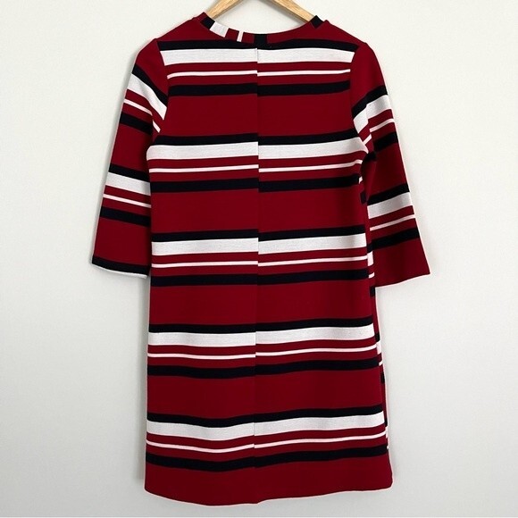Zara Red Black and White Striped 3/4 Sleeve Shift Dress, Size S - Picture 5 of 12